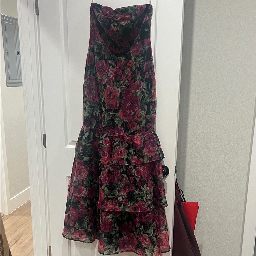 Floral Strapless Formal Dress